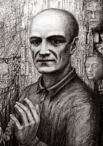 портрет П. Филонова, фрагмент картины художника М. Цыбаcова