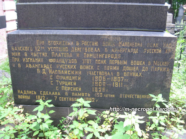 могила В.Д. Иловайского, фото Двамала, вариант 2009 г.
